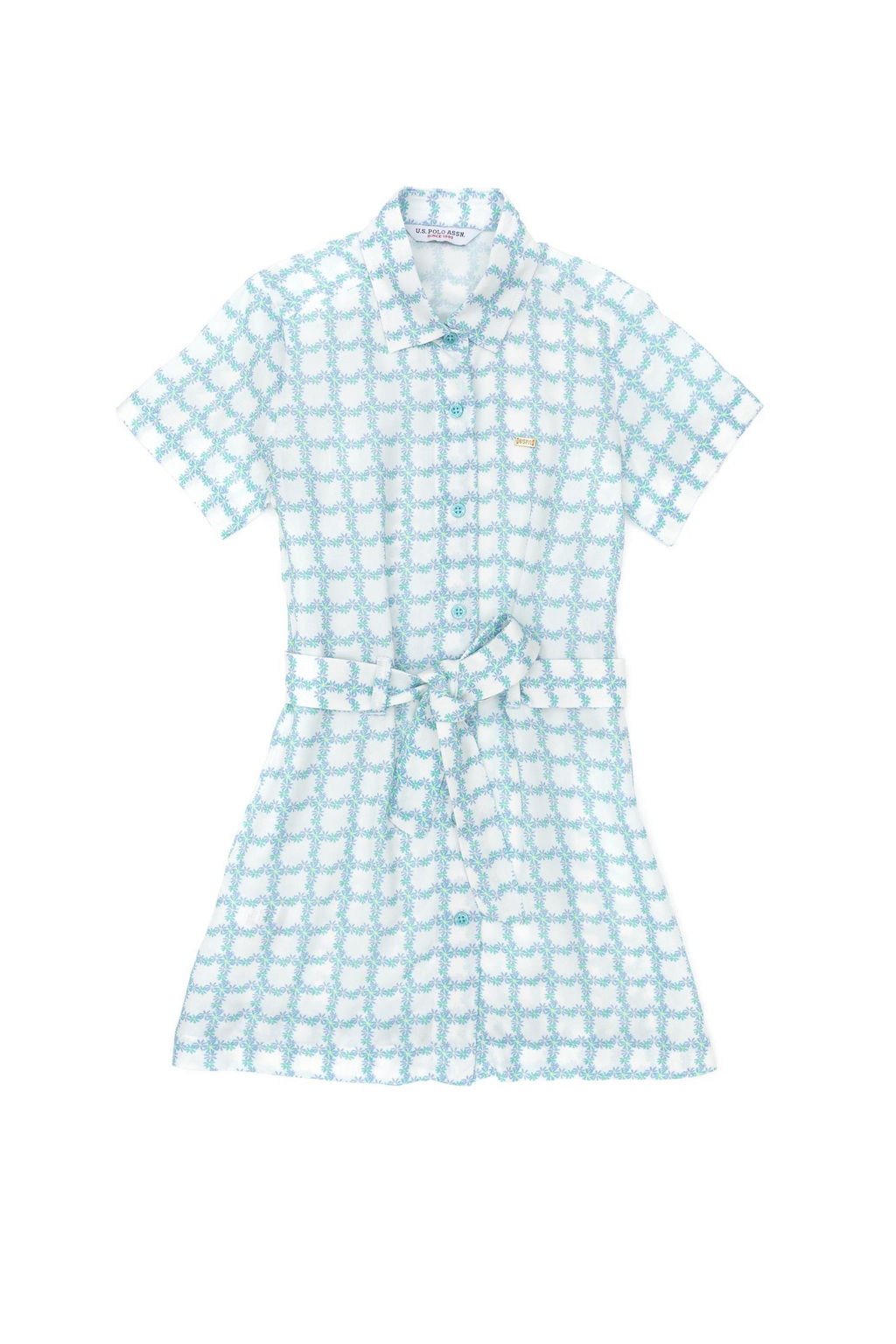 U. S. Polo Assn Тканое платье зеленого цвета с короткими рукавами для девочек - U.s. polo assn фото 8