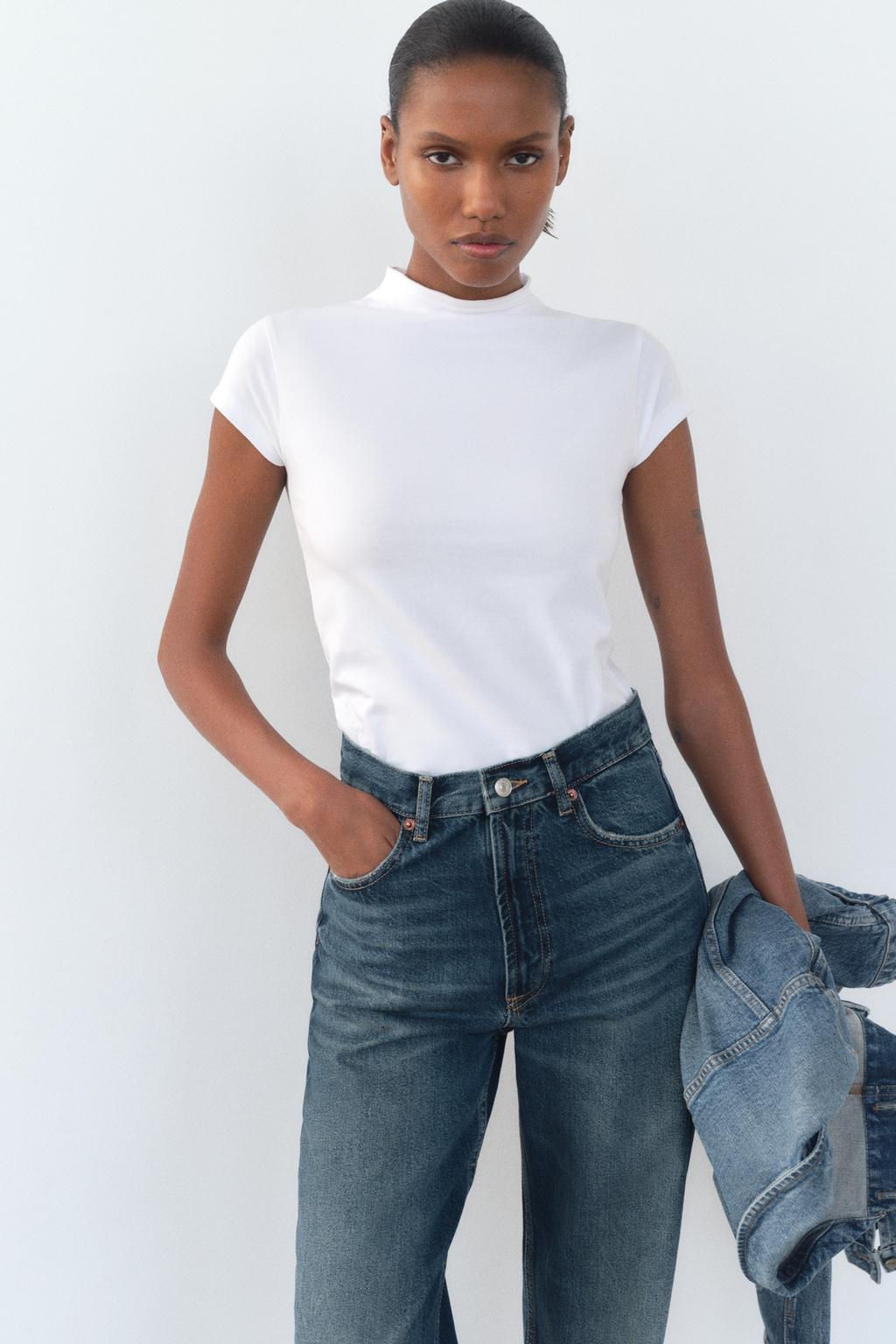 TRF HIGH-WAIST WIDE-LEG FULL-LENGTH JEANS - Zara фото 19