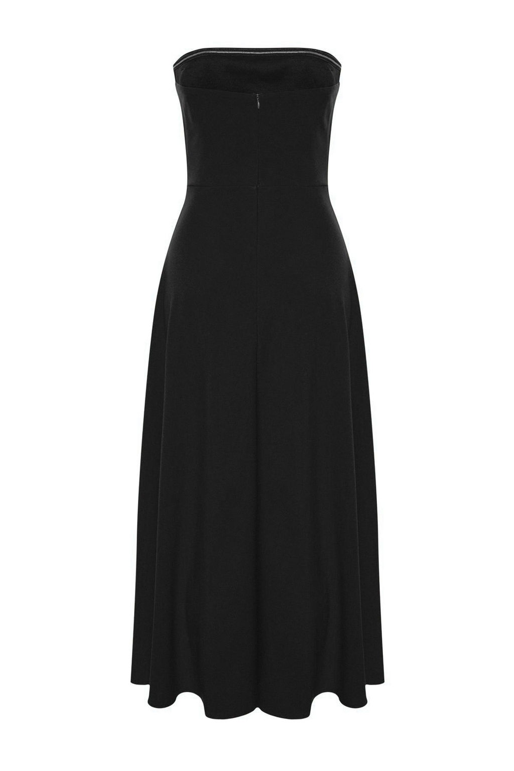 Siyah A-Kesim Straplez Dokuma S?k Abiye Gece Mezuniyet Elbisesi TPRSS24EL00139