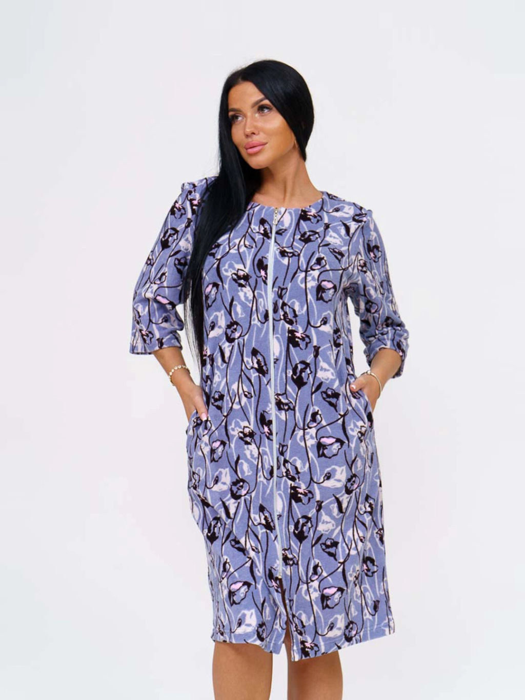 Халат женский, цвет голубой