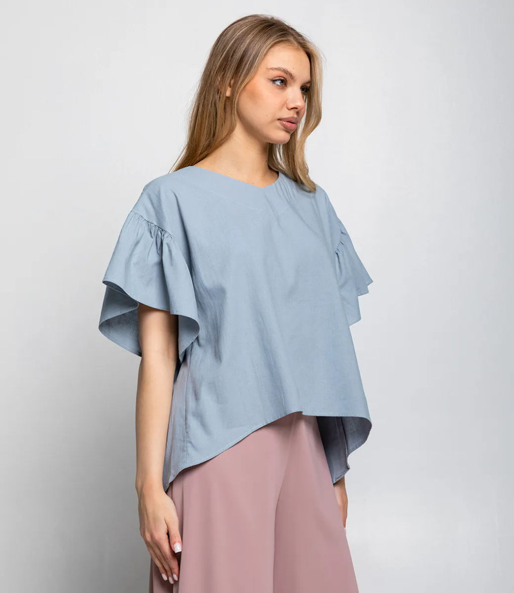 Блуза #КТ2275 (1), серо-голубой