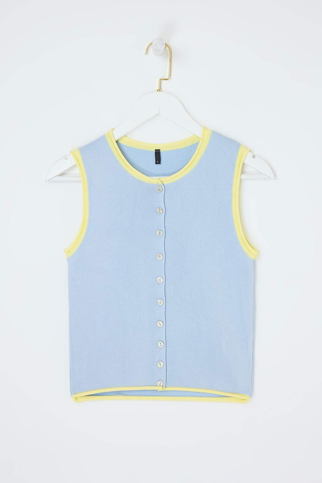 Ac?k Mavi Fitted Bisiklet Yaka Renk Bloklu Yelek TWOSS26YE00024 - Trendyolmilla фото 5