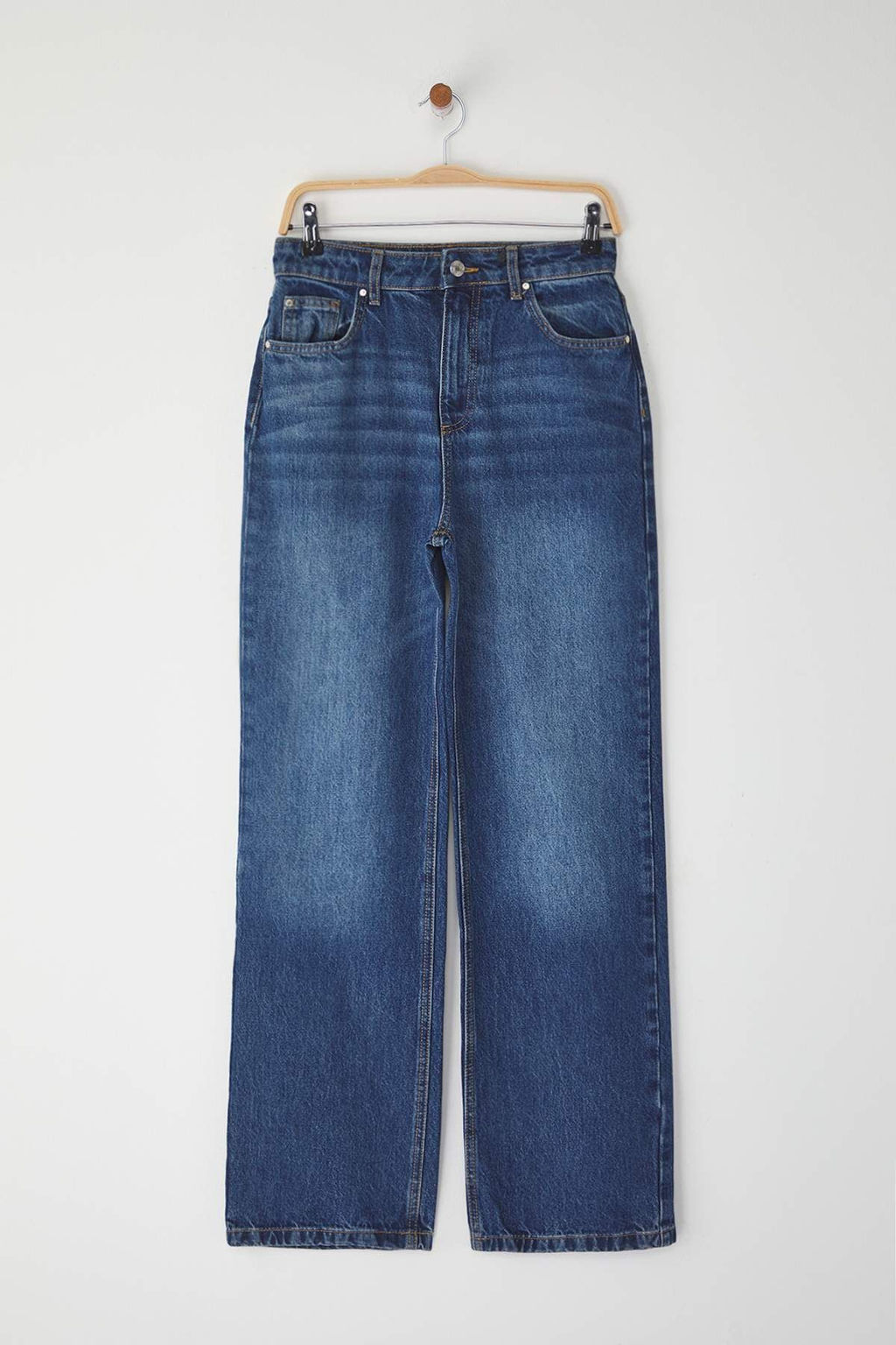 Trendyolmilla Koyu Mavi Yuksek Bel Wide Leg Jeans TWOSS25JE00276