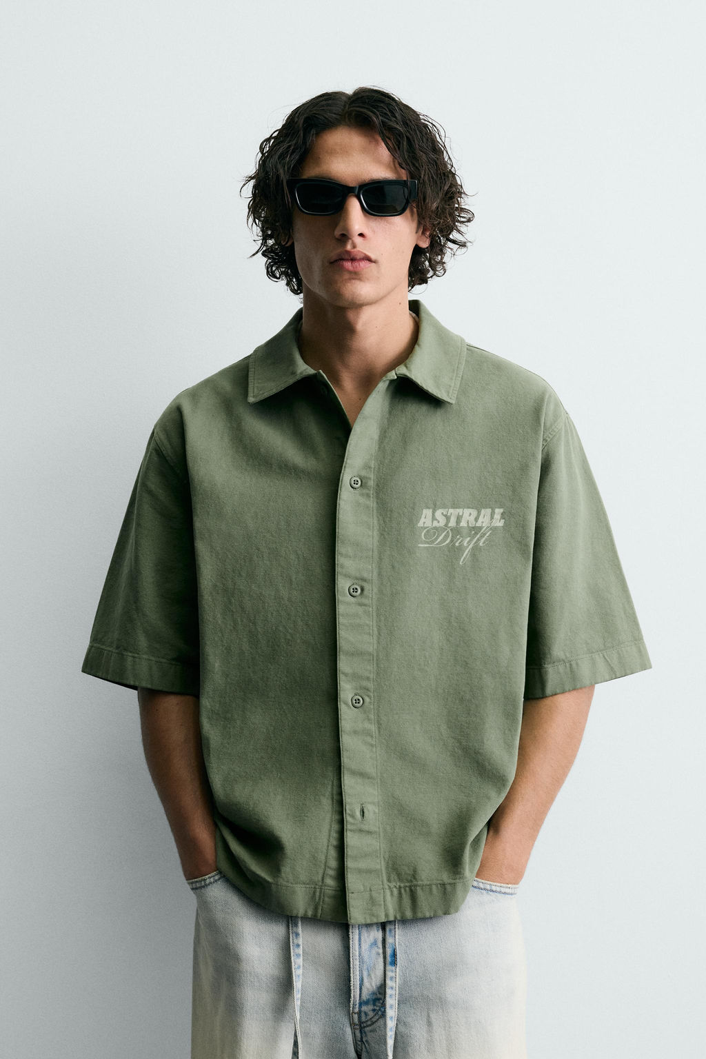 Рубашка Lavada комбинированный принт зеленая