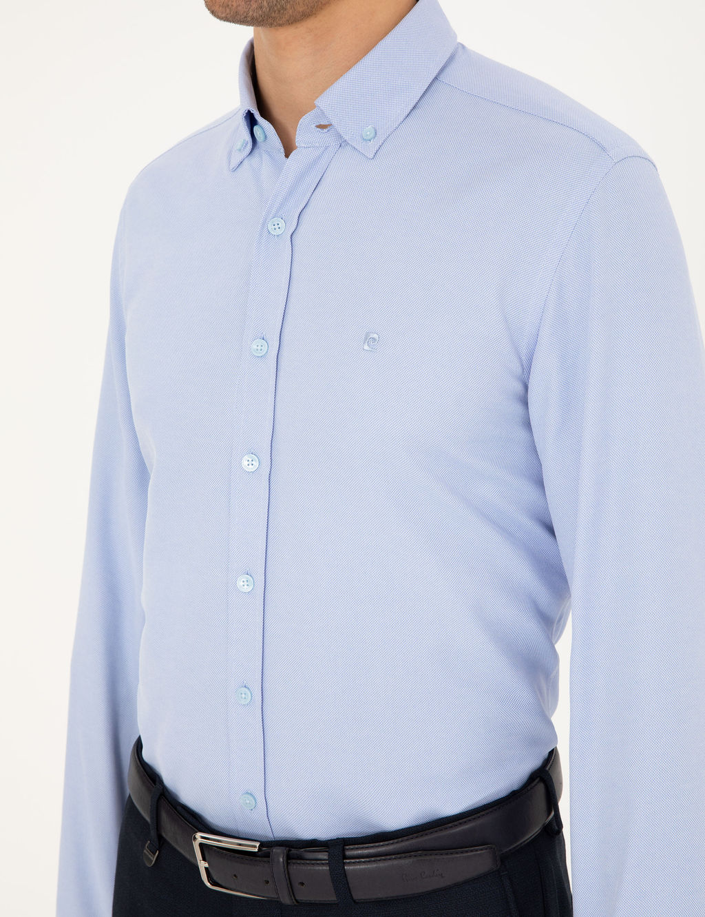 A__k Mavi Slim Fit Uzun Kollu G_mlek
