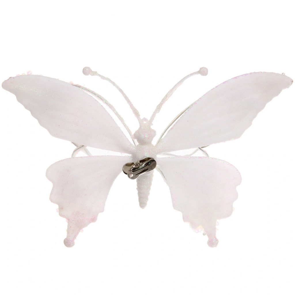 Украшение новогоднее "Бабочка - Изящный полет" 24.5*9*17 см, Белый