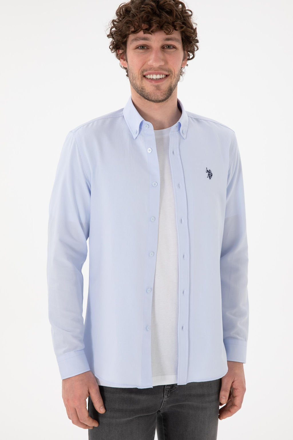 Erkek A__k Mavi Uzun Kollu Basic G_mlek Sepette S_rpriz _ndirim - U.s. polo assn фото 4