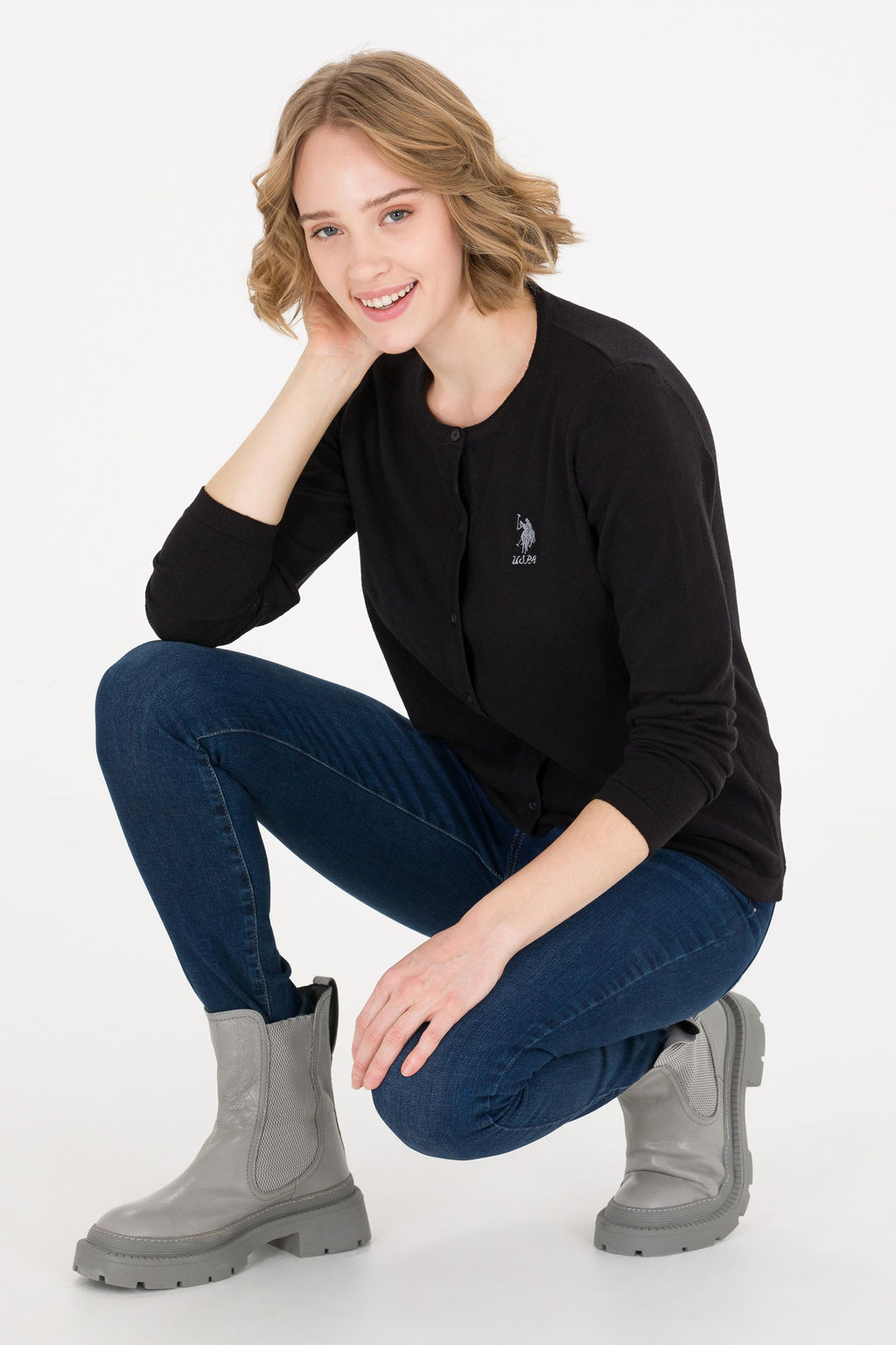 U. S. Polo Assn Женский черный базовый трикотажный кардиган - U.s. polo assn фото 4