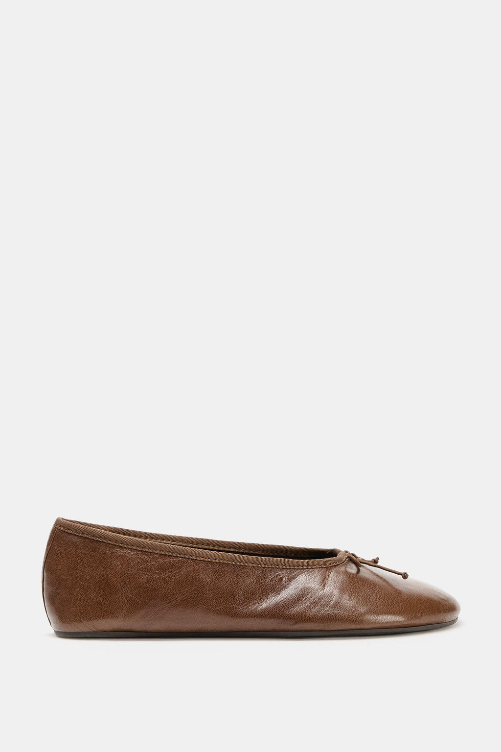 LEATHER BALLET FLATS WITH BOW - Zara фото 3