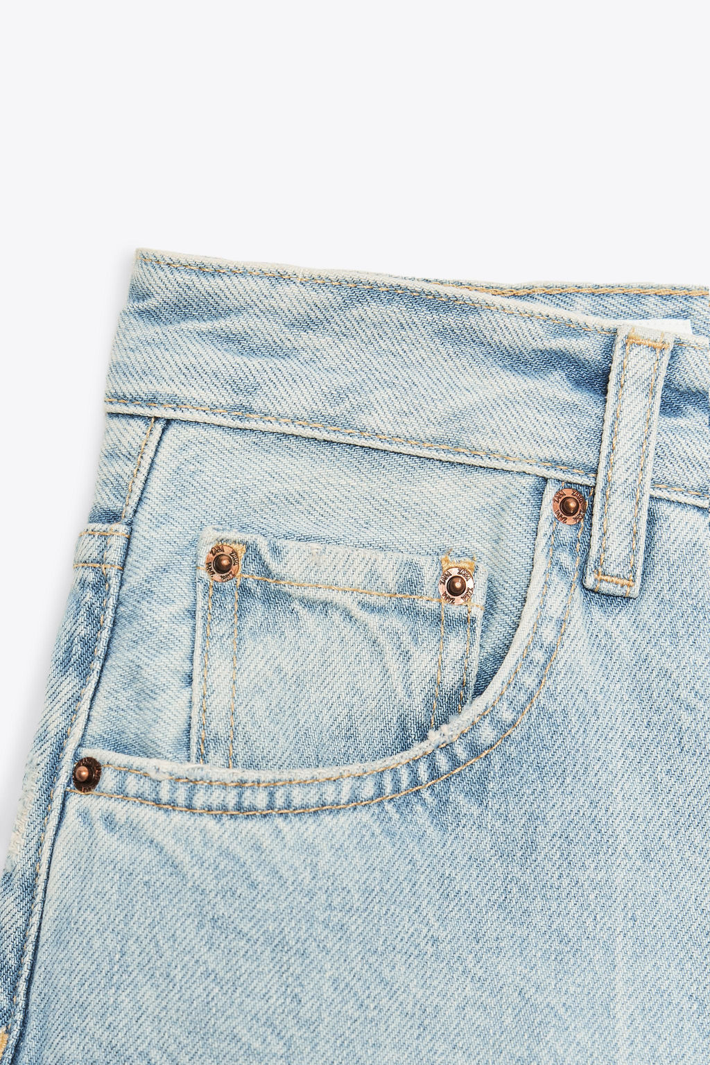 TRF RIPPED MID-RISE DENIM JORTS - Zara фото 8