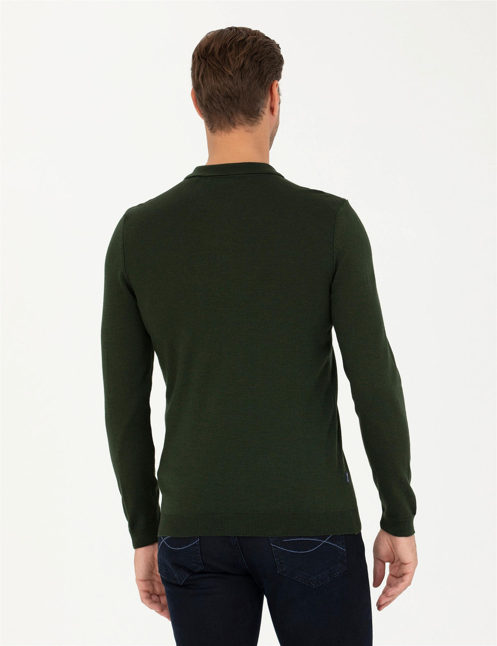 Koyu Ye_il Slim Fit Polo Yaka Basic Triko Kazak - Pierre cardin фото 5
