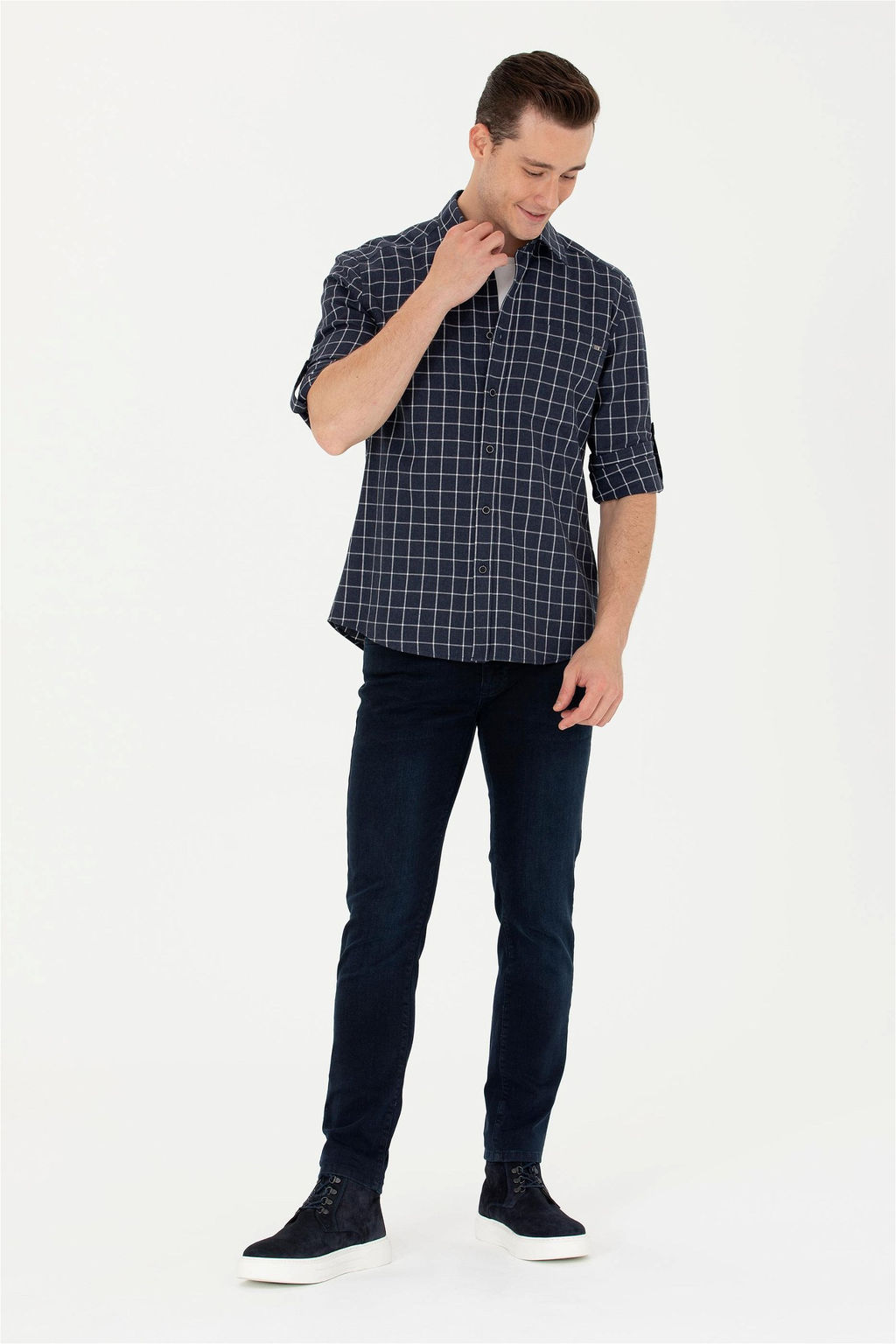 U. S. Polo Assn Мужская темно-синяя рубашка с длинным рукавом - U.s. polo assn фото 11