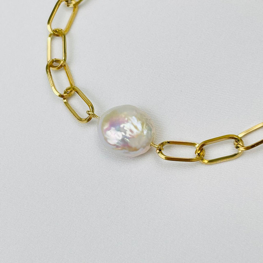 Браслет на цепочке с Жемчугом 16 см +