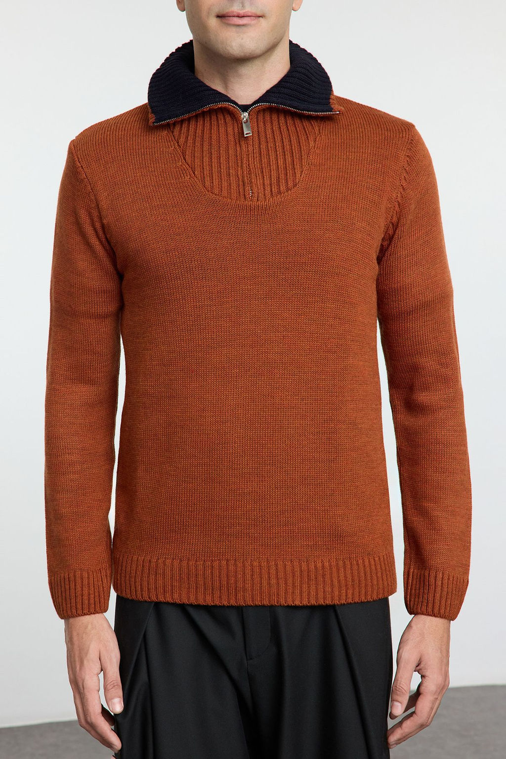TRENDYOL MAN Lacivert Casual Regular Yar?m Bal?kc? Yaka Duz Triko Kazak TMNAW25KZ00008 - Trendyolmilla фото 17