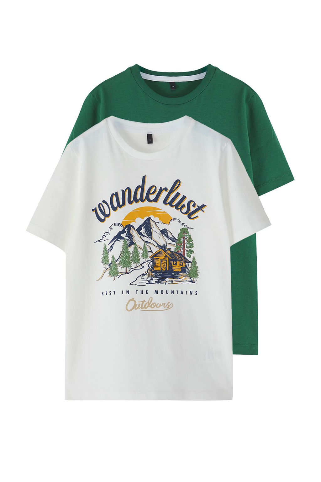 Ekru-Yesil 2li Erkek Cocuk%100 Pamuk Slogan Bask?l? K?sa Kol Orme T-Shirt TKDSS25TS00016 - Trendyolmilla фото 4