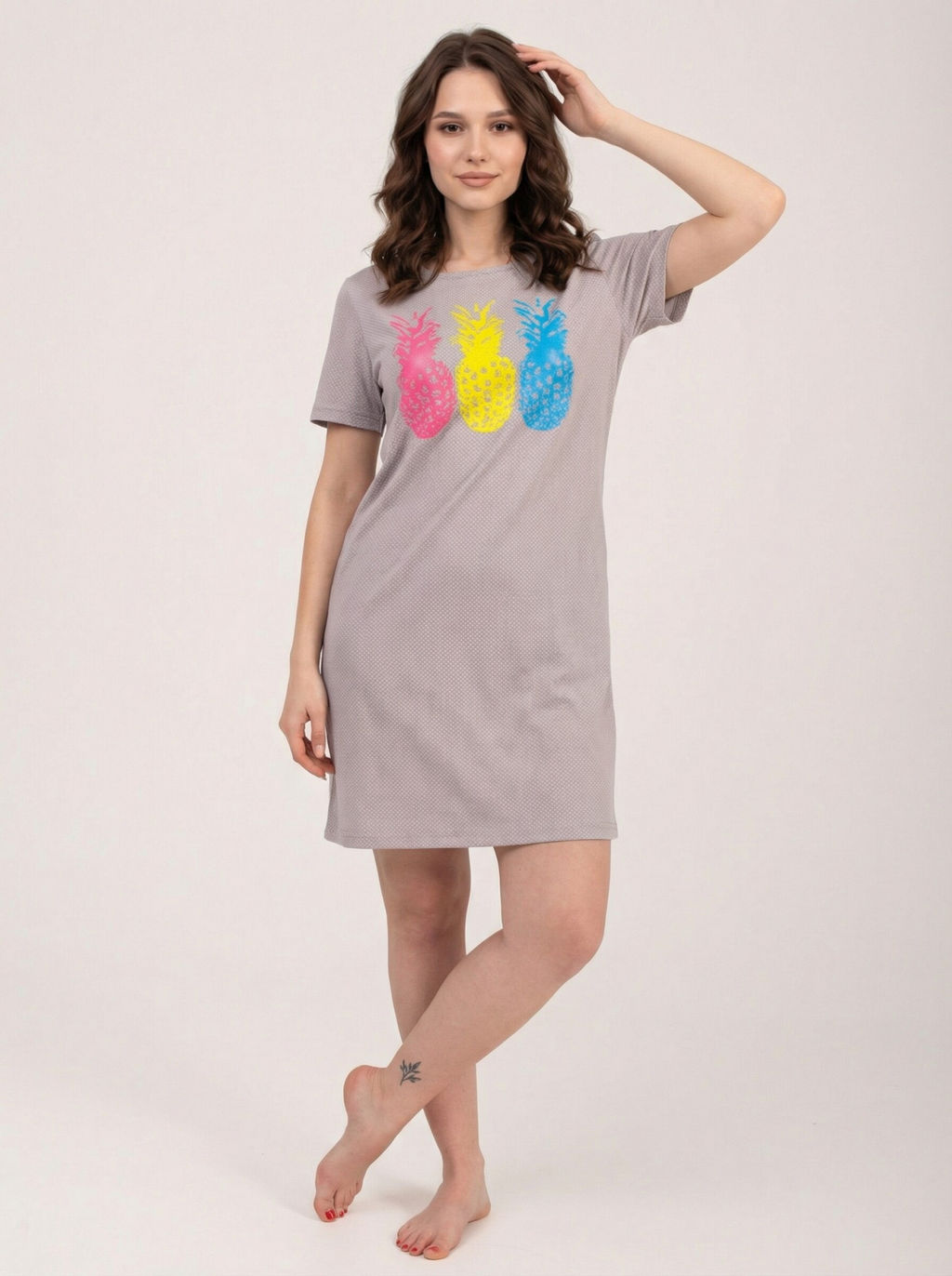 Туника женская кулирка "ДЖУС" МЕЛКИЙ ГОРОХ