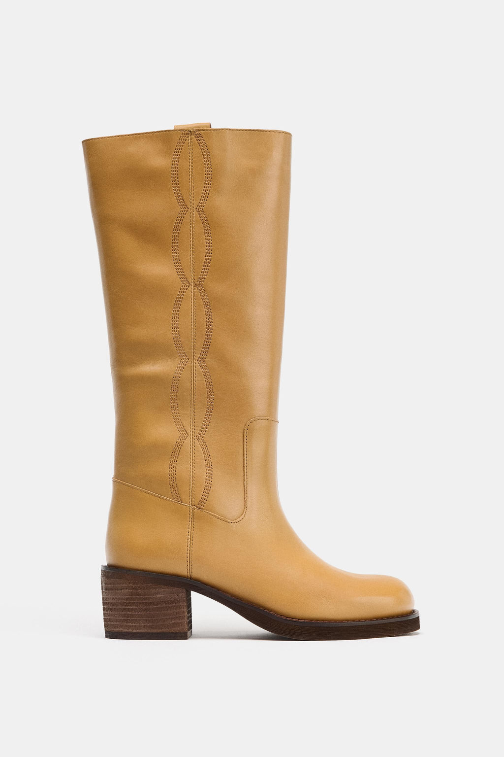 LEATHER TOPSTITCHED BOOTS - Zara фото 16
