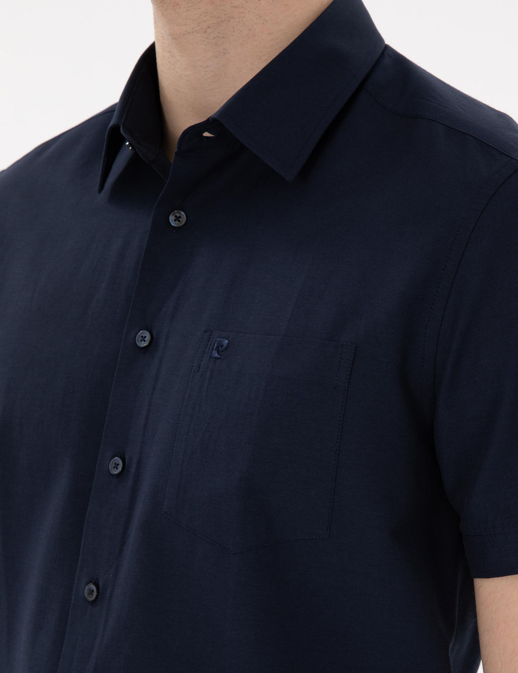 Lacivert Basic Regular Fit K_sa Kollu Cepli G_mlek