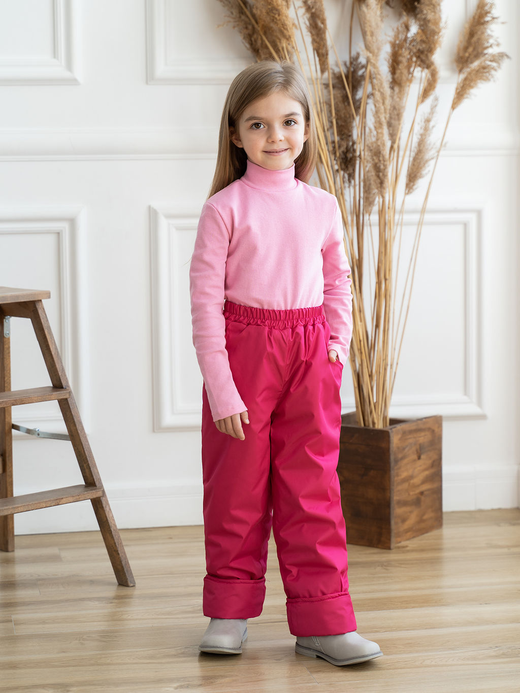 Брюки на поясе осенне-весенние малина (146, 72)