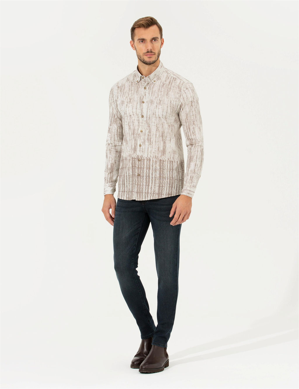Bej Slim Fit Uzun Kollu G_mlek - Pierre cardin фото 4
