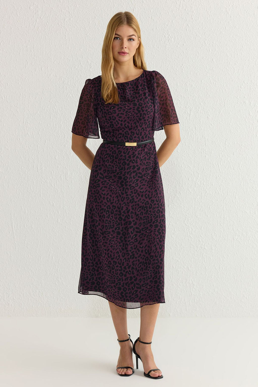 Fusya Animal Desenli A Kesim Melek Kol Astarl? Sifon Ucus Ucus Dokuma Midi Elbise TWOSS23EL01372 - Trendyolmilla фото 12