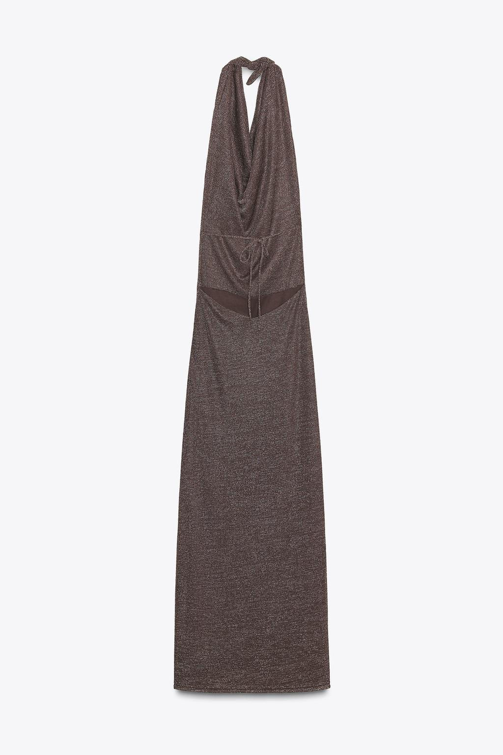 METALLIC THREAD OPEN BACK MAXI DRESS - Zara фото 8