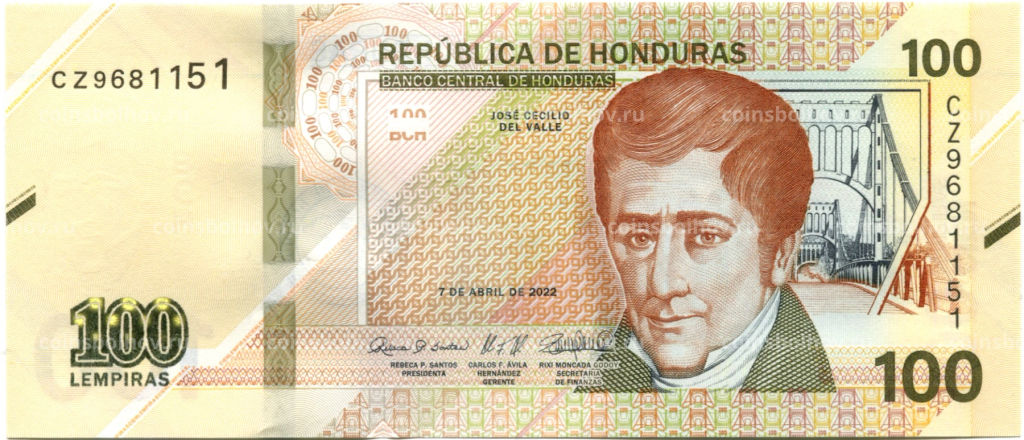 100 лемпир 2022 года Гондурас