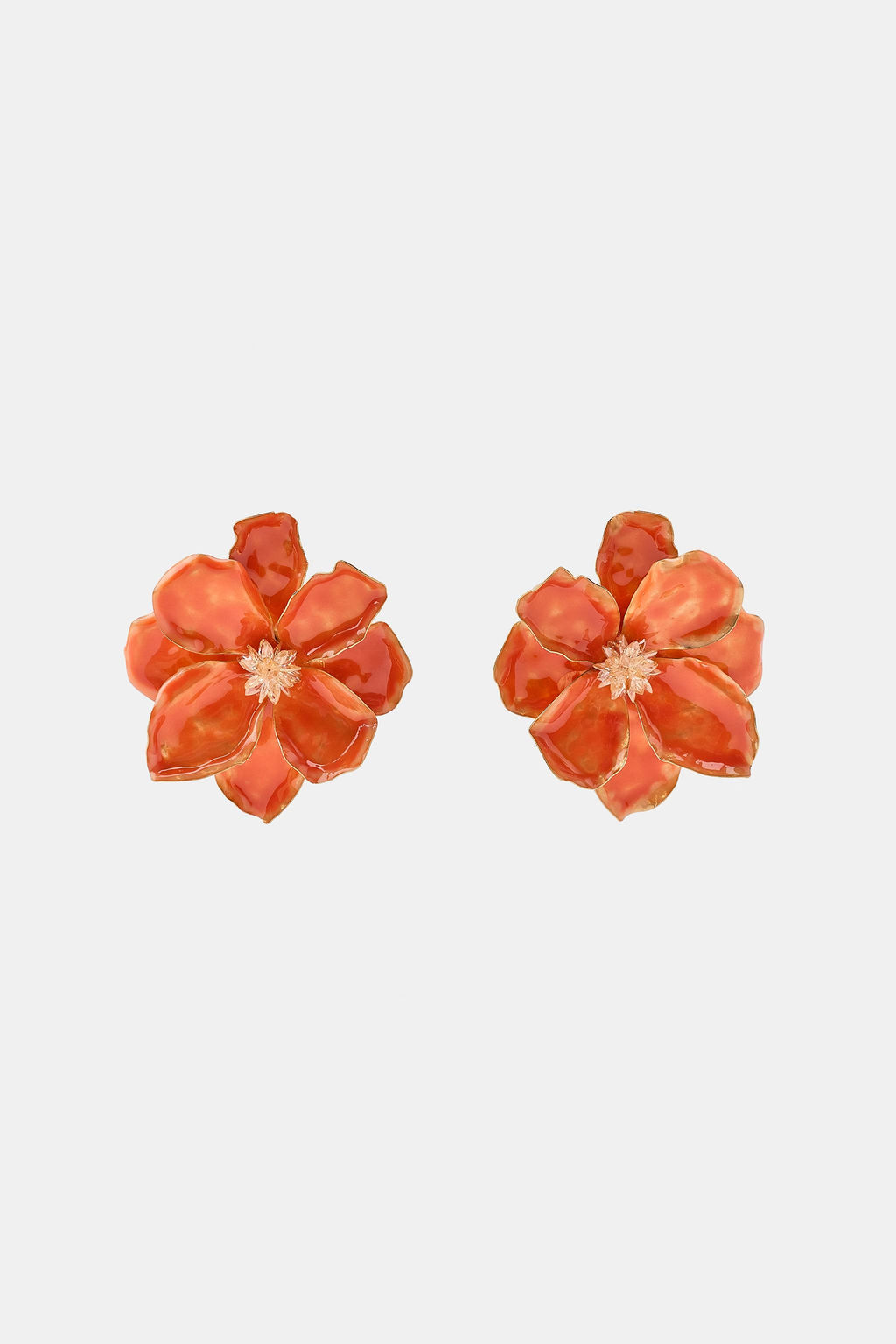 PENDIENTES MET?LICOS FLOR ESMALTADA / Naranja - Zara фото 2