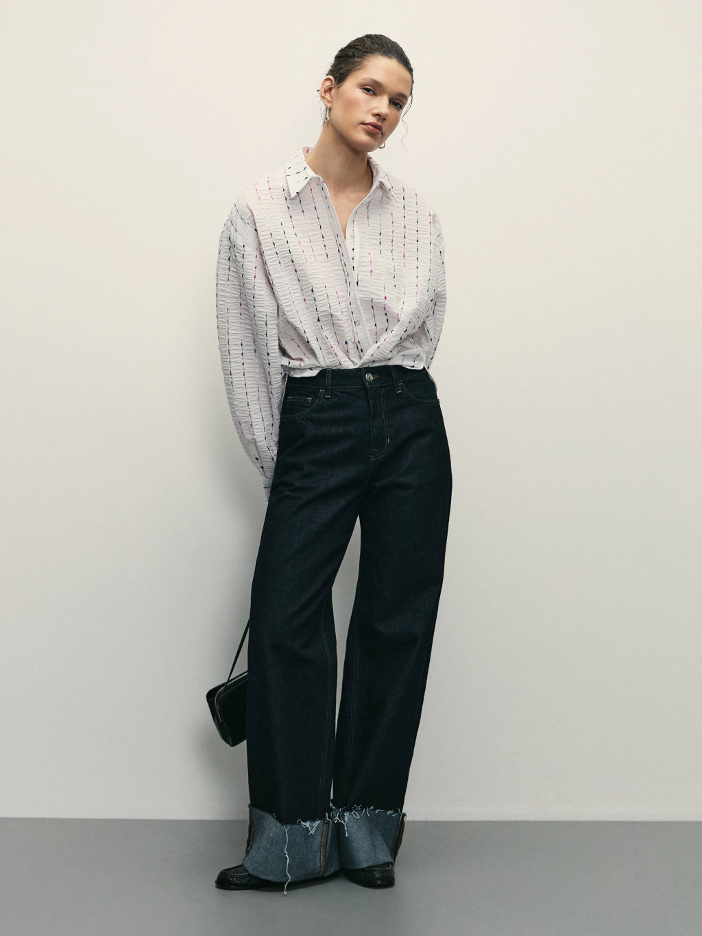 Рубашка с фактурной полоской / Zarina  фото 2