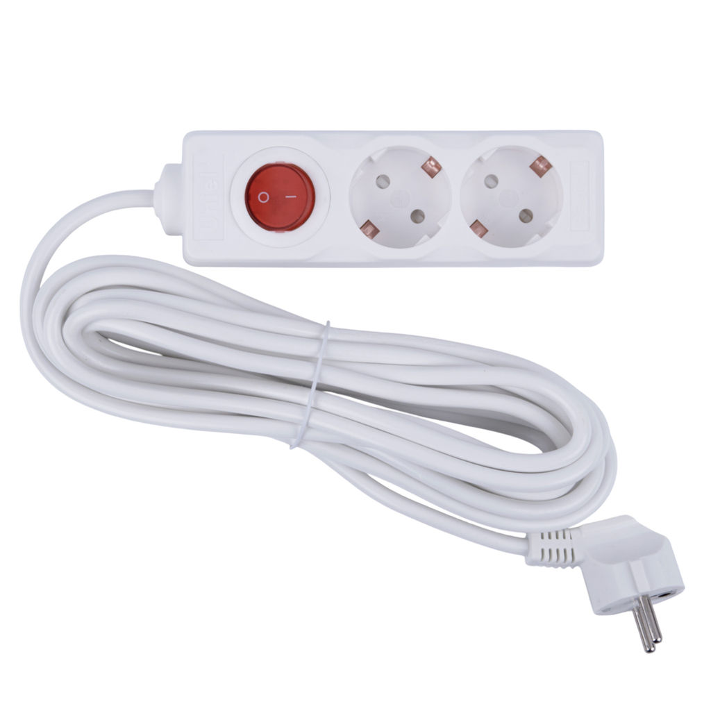 S-GCU2-5B WHITE Удлинитель серии Ultra, шнур 5м., 2 гнезда, 16A, с/з. Белый. TM Uniel