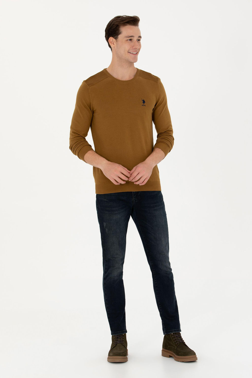 Мужской базовый свитер светло-хаки Неожиданная скидка в корзине - U.s. polo assn фото 4