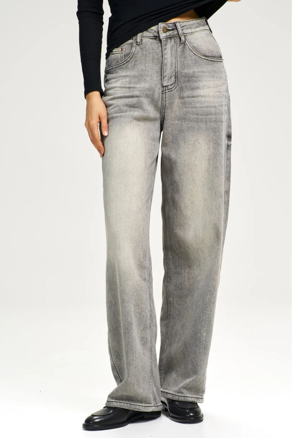 Джинсы RELAXED с потертостями Grey