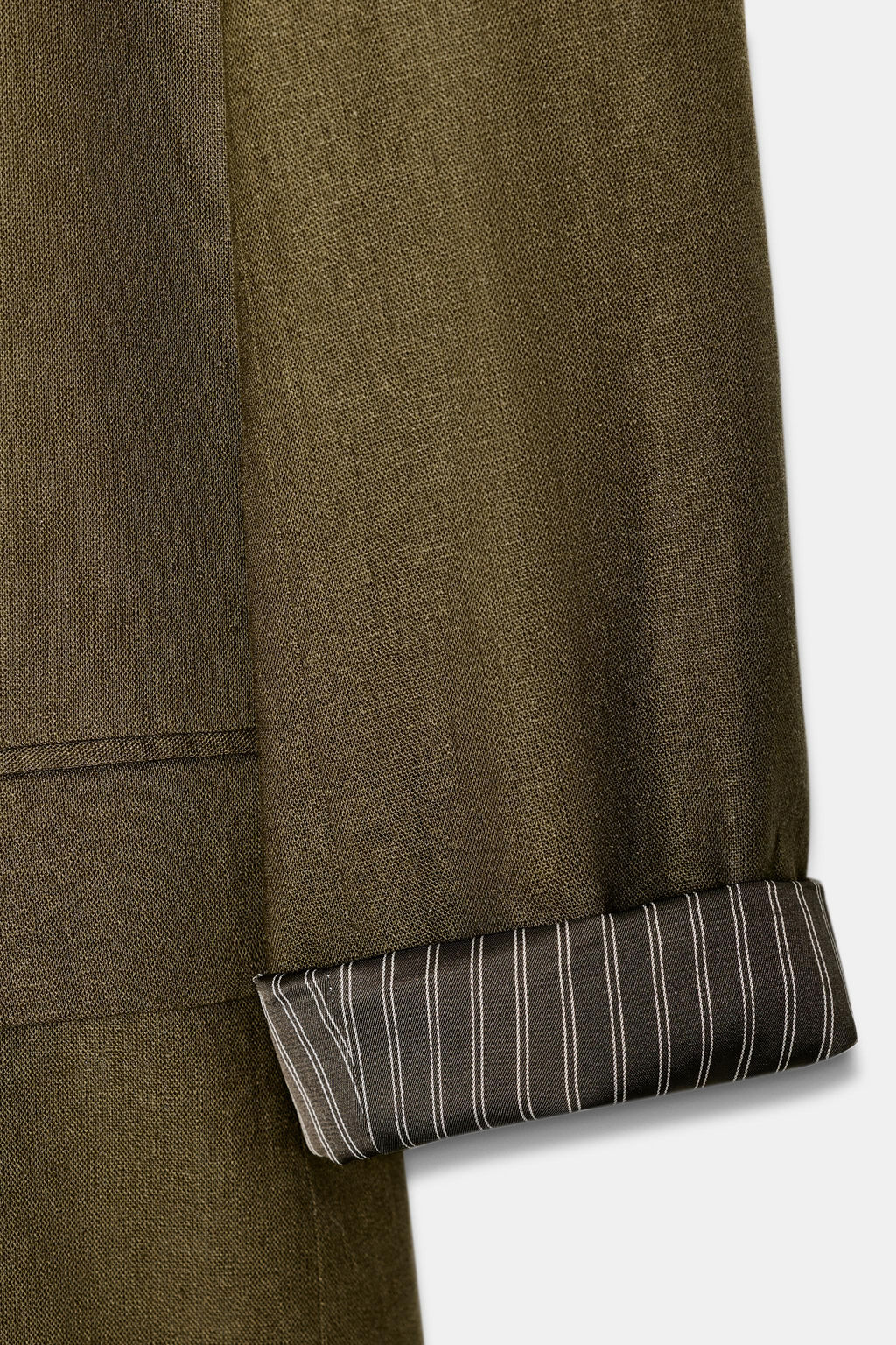 BLAZER CON LINO MANGA REMANGADA / Khaki oscuro - Zara фото 7