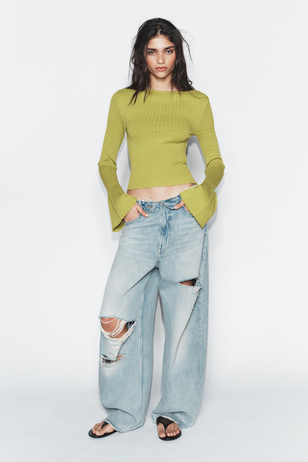 POINTELLE FLARED SLEEVE JUMPER - Zara фото 4