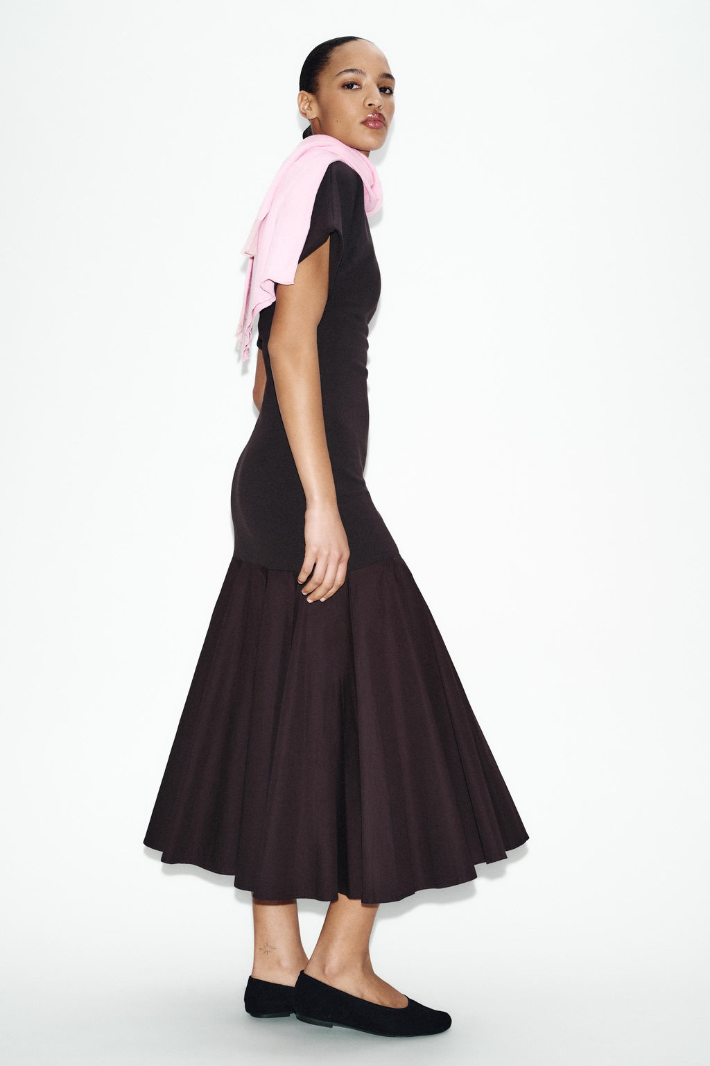 VESTIDO INTERLOCK COMBINADO / Chocolate - Zara фото 2