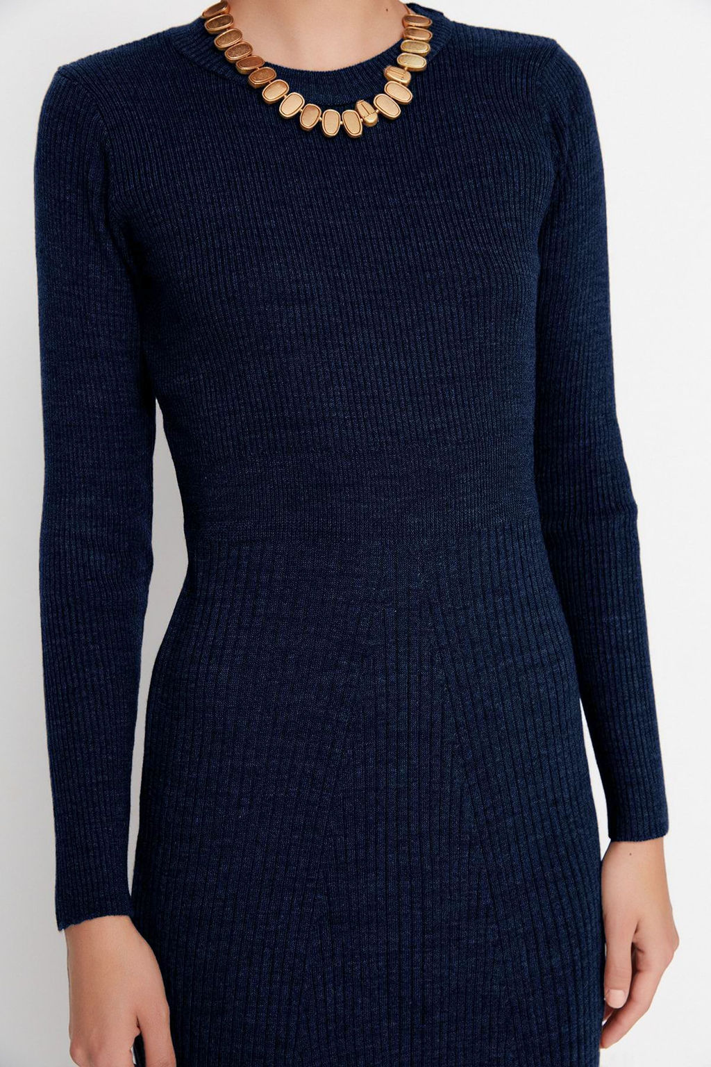 TRENDYOLMILLA Kahverengi Midi Triko Bisiklet Yaka Elbise TWOAW21EL0422 фото 41