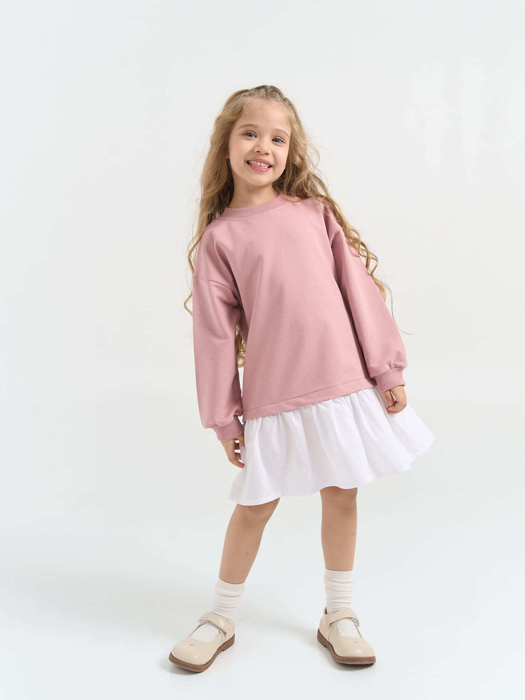 Платье с хлопковой юбкой "Дымчатая роза"