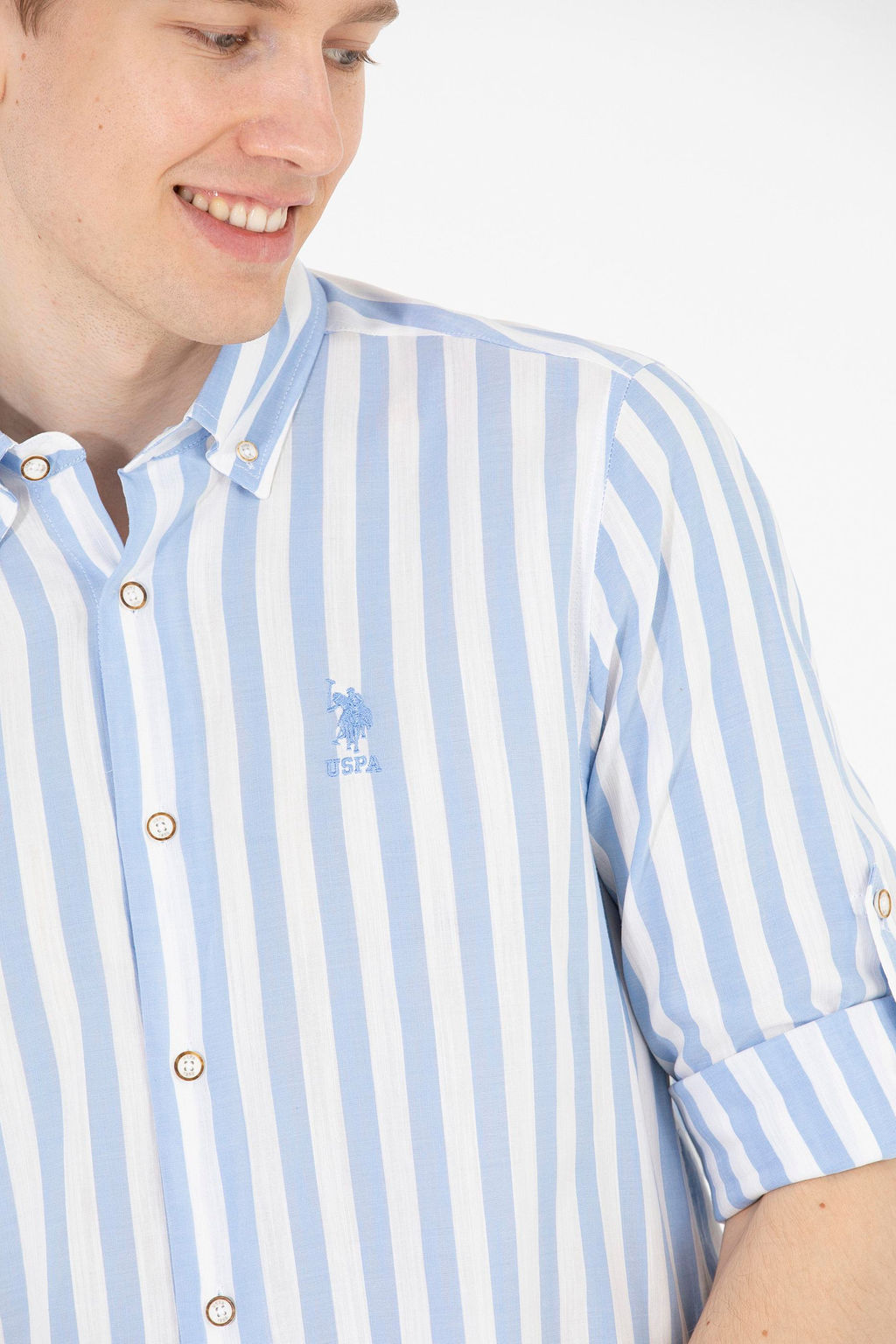 U. S. Polo Assn / Мужская синяя рубашка с длинным рукавом - U.s. polo assn фото 21