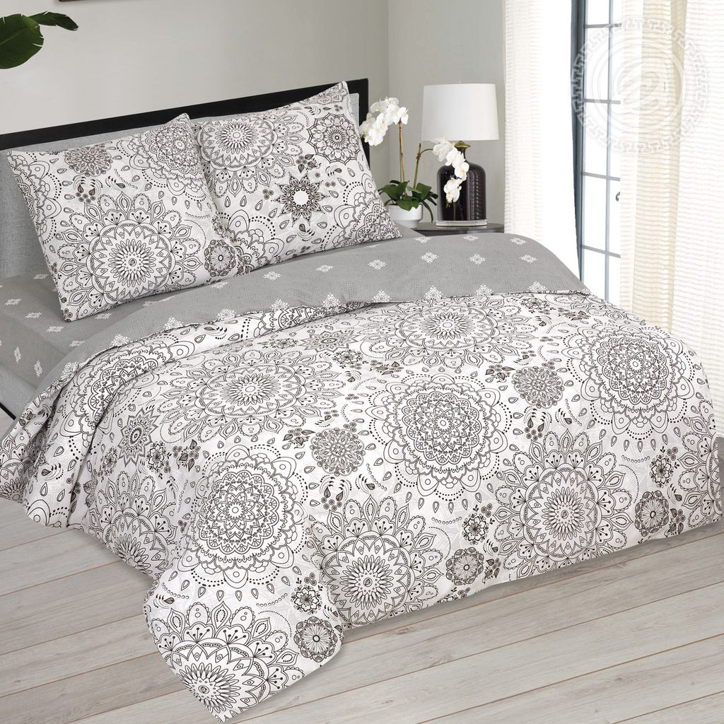 Постельное белье Сорренто с простынью на резинке (поплин DE LUXE) Евро/Пододеяльник: 1 шт. - 215*200; Простыня на резинке: 1 шт. - 200*180; Наволочка: 2 шт. - 70*70; DE LUXE с простынью на резинке