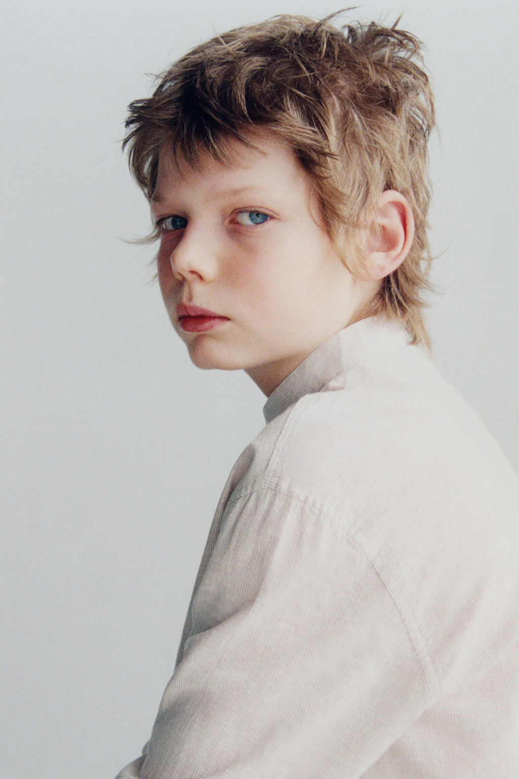 CAMISA RAYAS CON ALGOD?N Y LINO / Beige claro - Zara фото 6