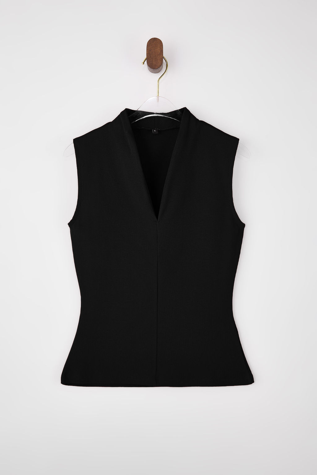 Siyah Fitted/Vucuda Oturan V Yaka Kolsuz Fitilli Esnek Orme Bluz TWOSS26BZ00237