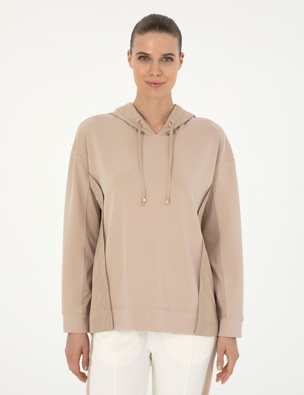 Bej Oversize Kap__onlu Modal Kuma_ Sweatshirt - Pierre cardin фото 3
