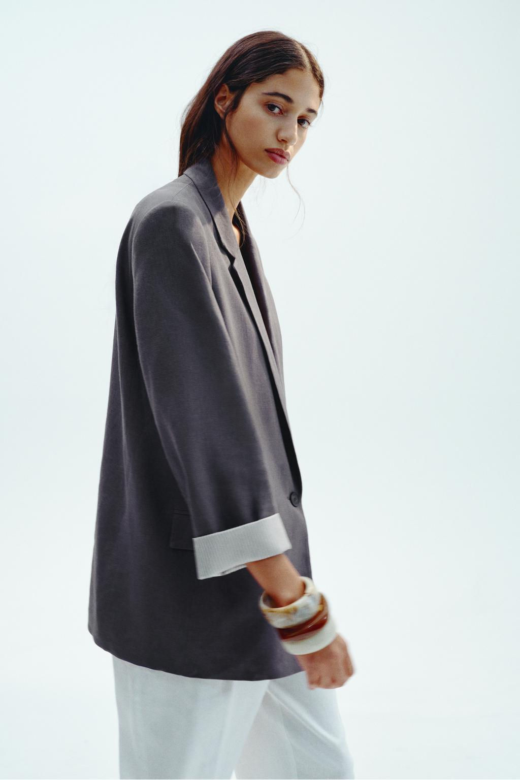 LINEN BLEND BLAZER WITH PRINTED CUFFS - Zara фото 23