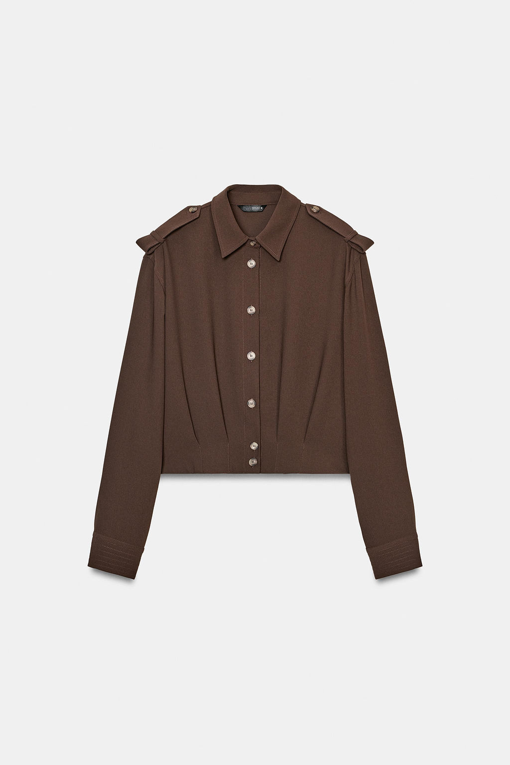 CAMISA CORTA TRABILLAS HOMBROS / Marr?n - Zara фото 7