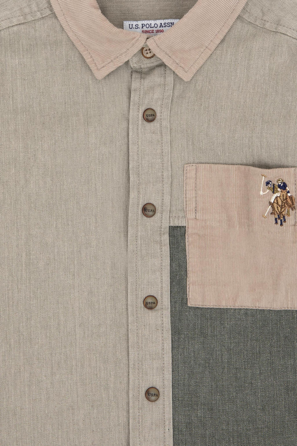 Светлая рубашка цвета хаки с длинным рукавом для мальчика Неожиданная скидка в корзине - U.s. polo assn фото 3