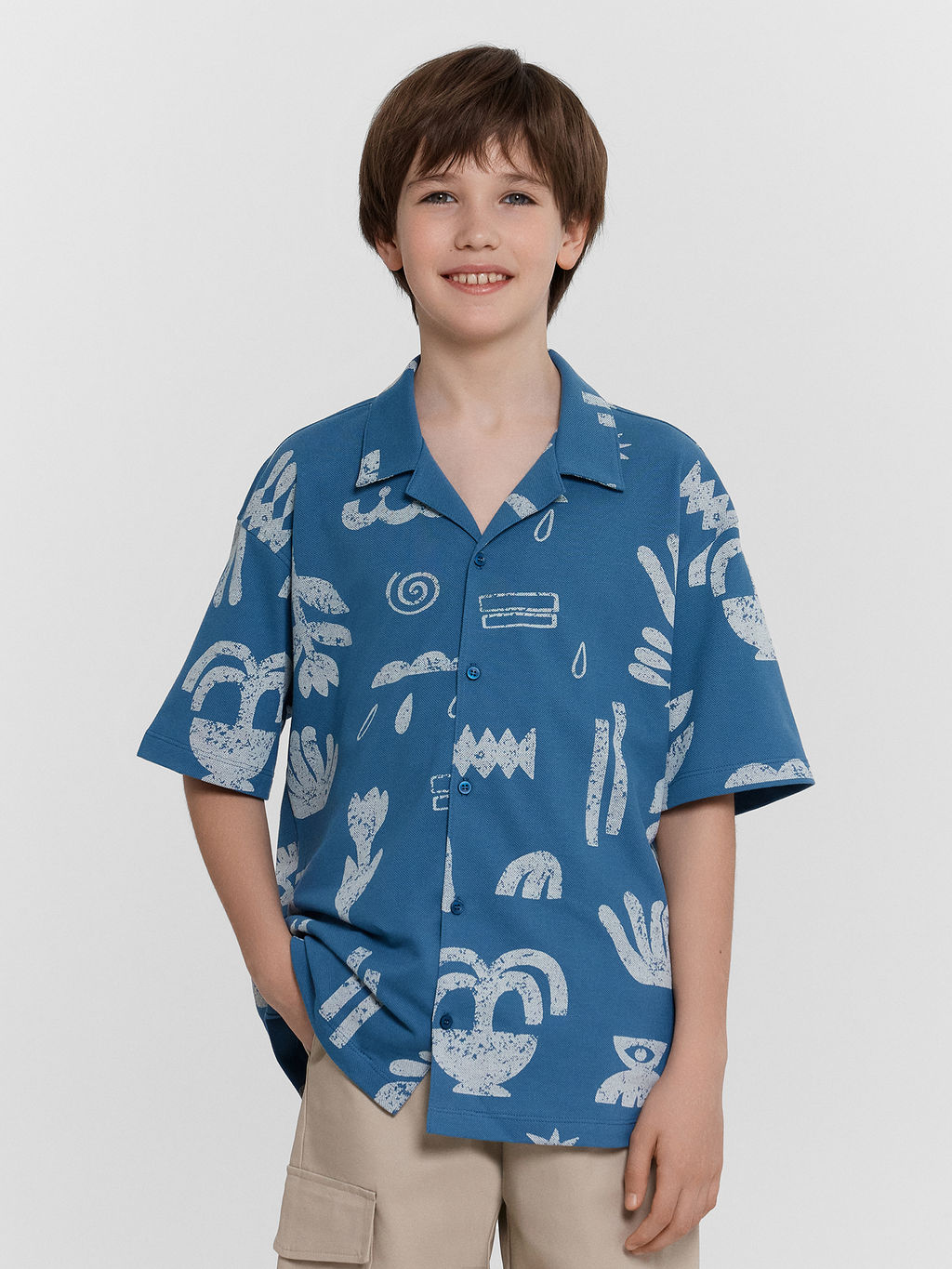 Рубашка для для мальчиков синяя с принтом - Mark formelle фото 2