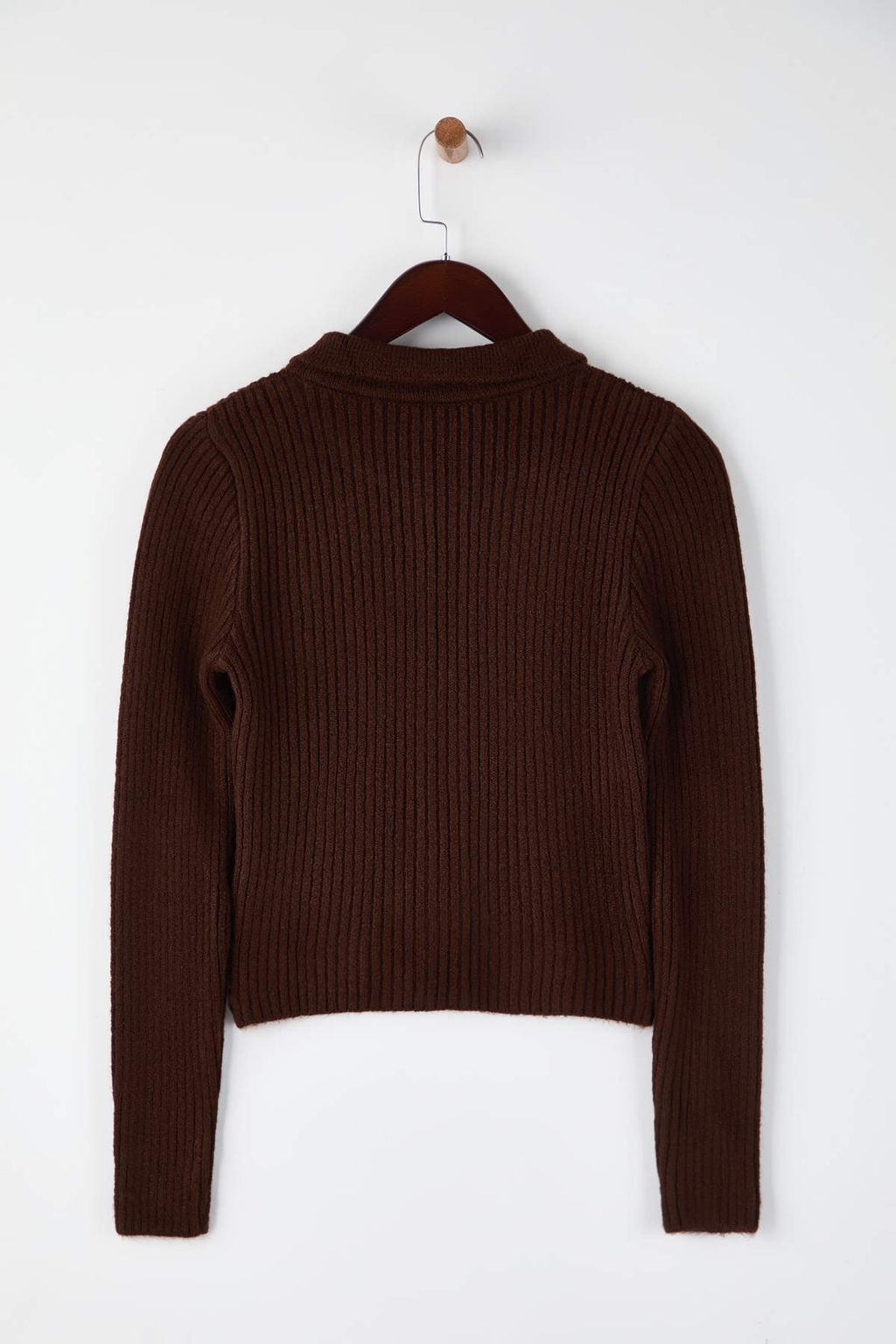 Wardrobe Essentials Kahverengi Yumusak Dokulu Fermuarl? Triko H?rka | TWOAW26HI00177