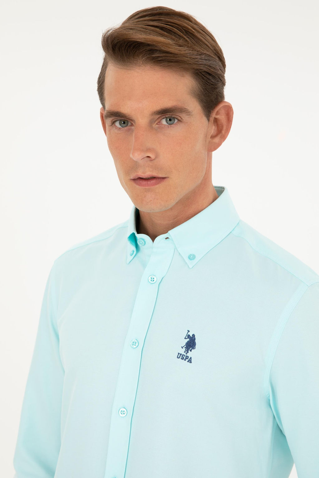 Мужская базовая рубашка зеленого цвета с длинным рукавом Неожиданная скидка в корзине - U.s. polo assn фото 2