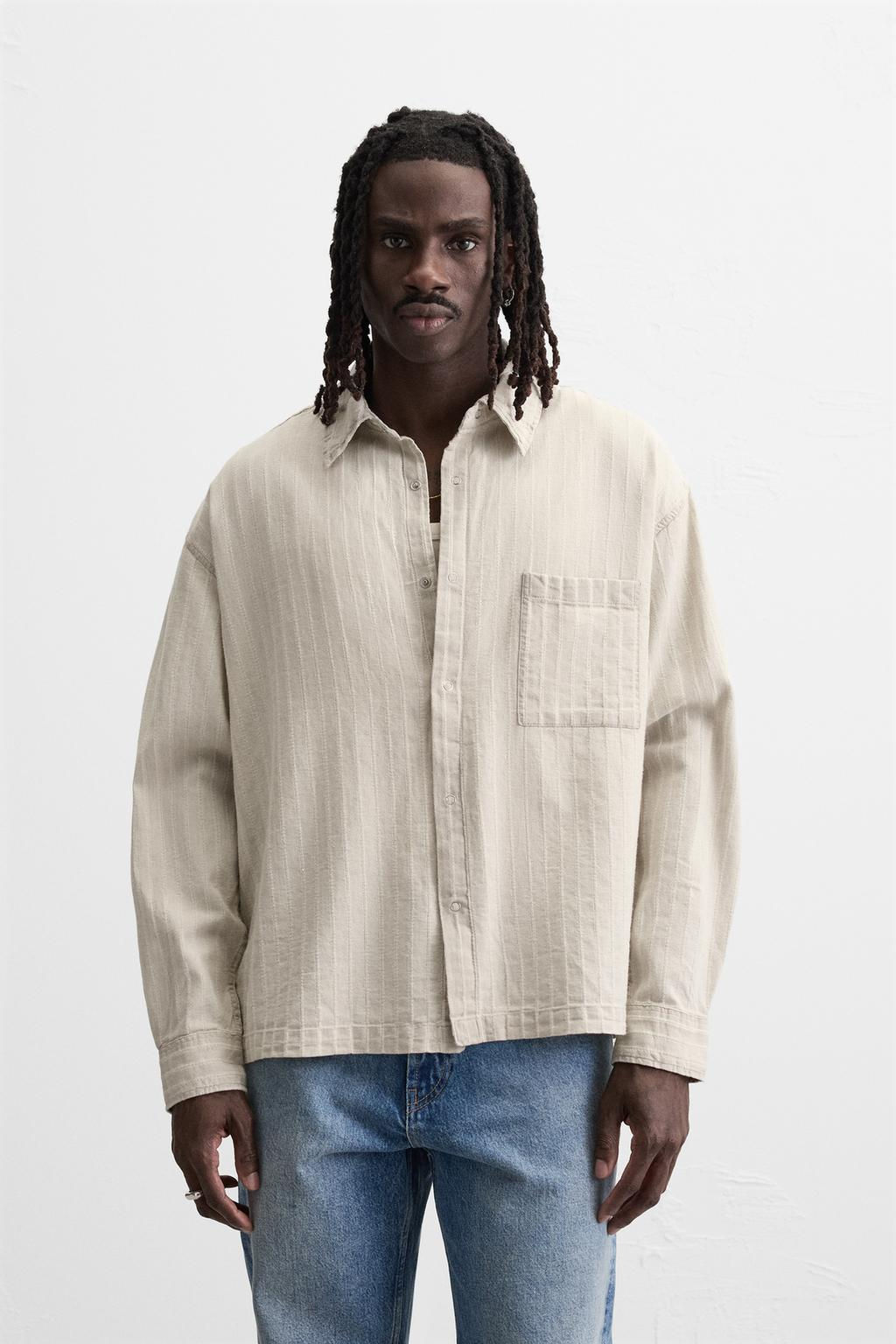 STRIPED DENIM SHIRT - Zara фото 2
