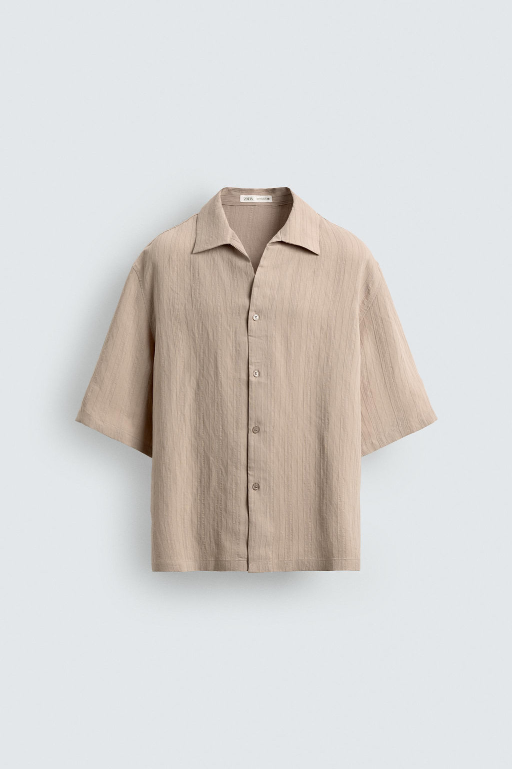 CAMISA BOXY FIT JACQUARD RAYAS / Crudo - Zara фото 7